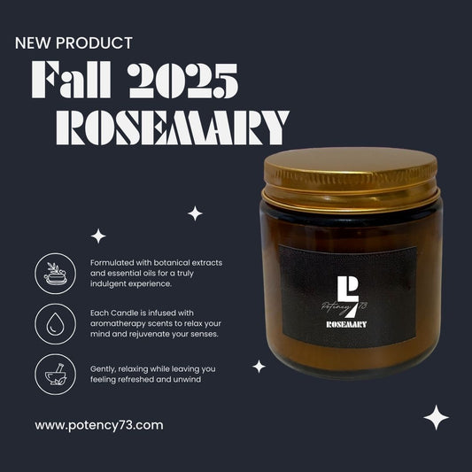 Fresh Rosemary Luxury Soy Candle, 4 oz Amber Glass Jar – Handmade Small Batch Scented Candle, Herbal Gift for Relaxation, Aromatherapy & Home Décor