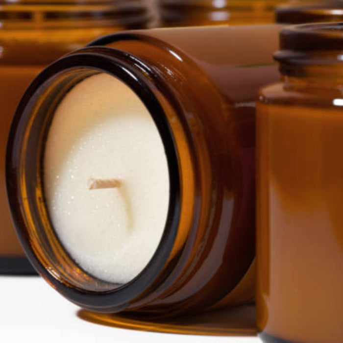 Warm Vanilla Sugar Luxury Soy Candle, 4 oz Amber Glass Jar – Handmade Small Batch Scented Candle, Cozy Sweet Gift for Relaxation, Aromatherapy & Home Décor